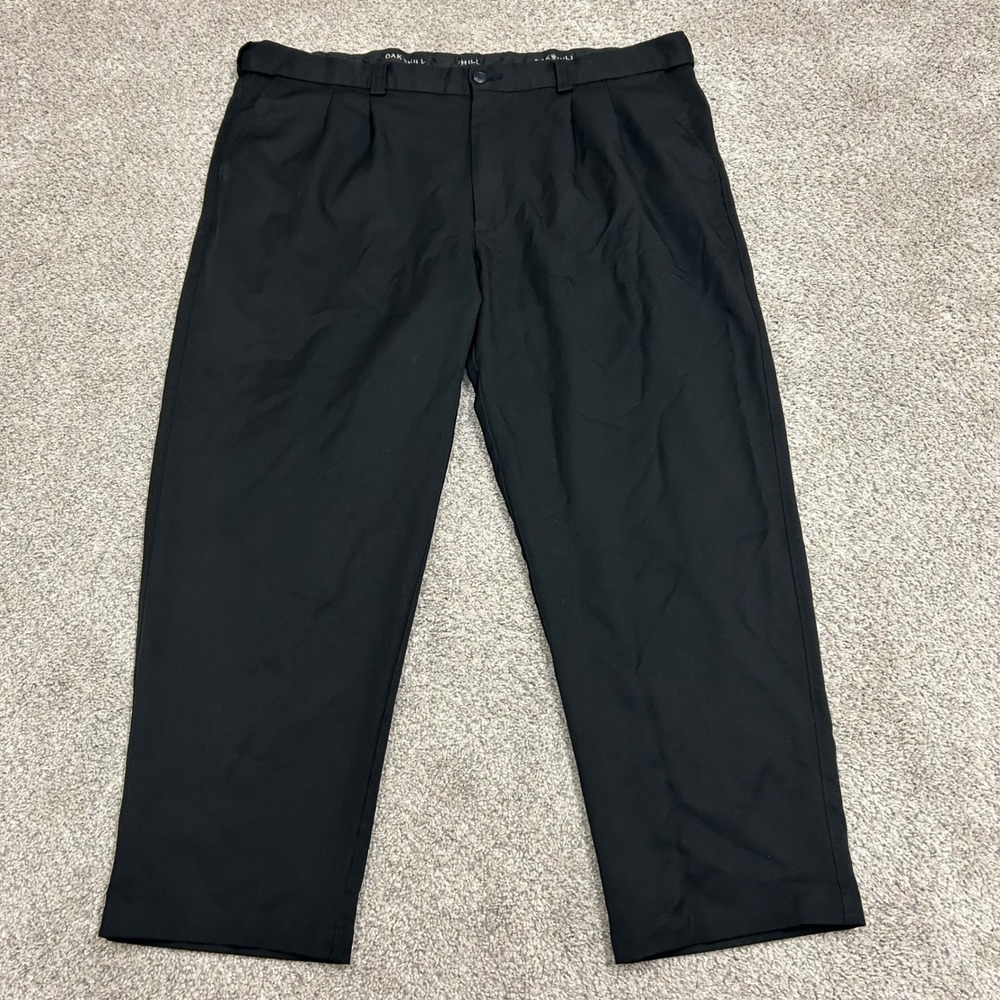 Oak Hill Dress Pants 46x30 (Fits‎ 46X29) Black Pleated Classic Fit Trousers